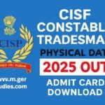 CISF Constable Tradesman Physical Date 2025 – Admit Card Out