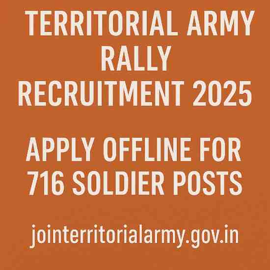 Territorial Army Rally TA Recruitment 2025 – Apply Offline for 716 Soldier Posts